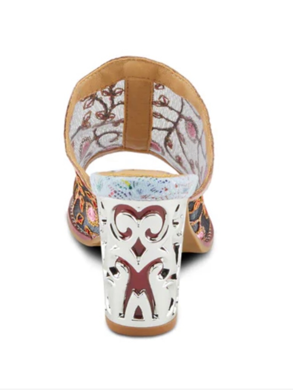 L'ARTISTE Lovely Miss Blum Sandals In Blue Multi Pink Floral Embroidery - Picture 4 of 8